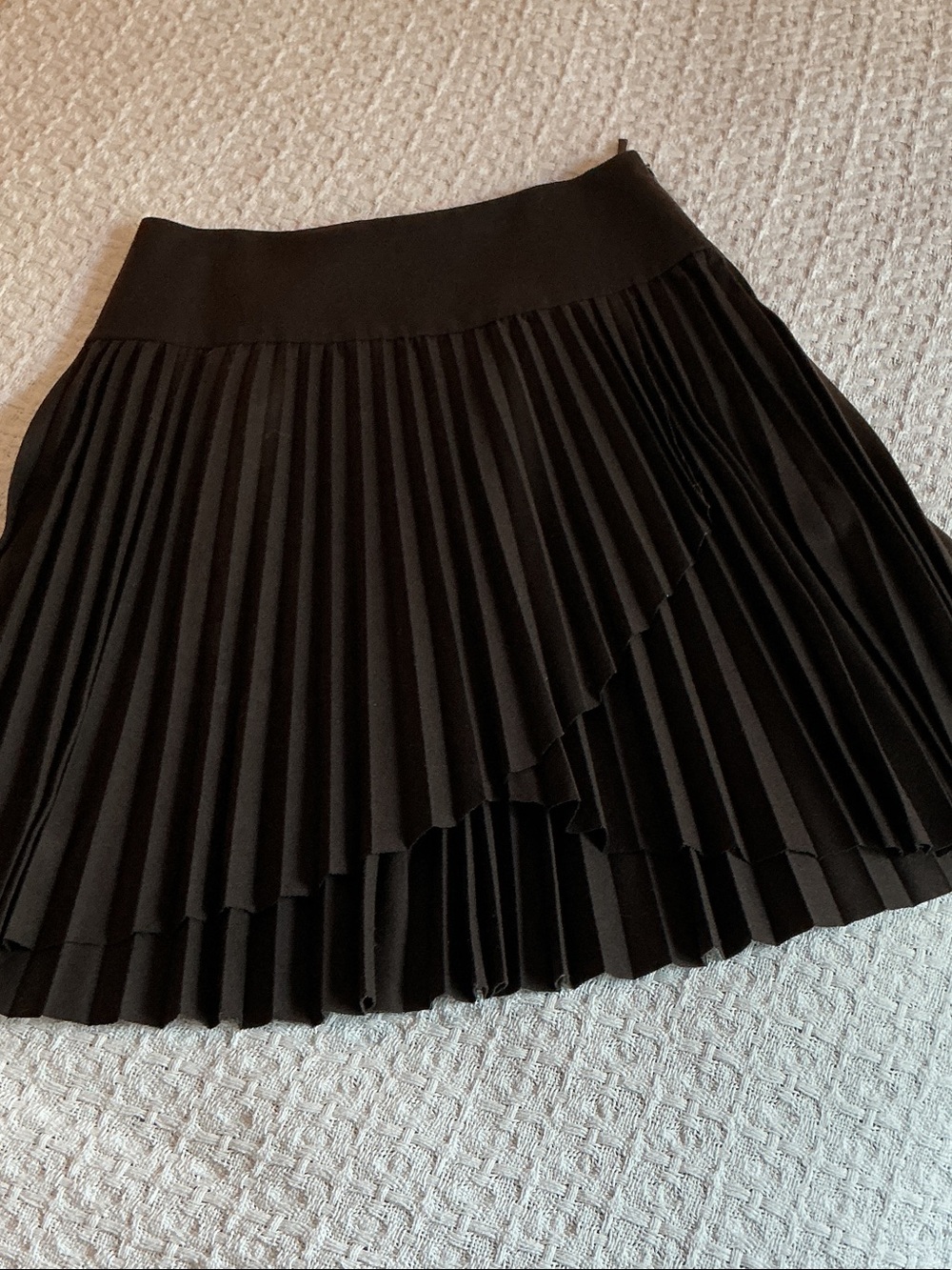 Salvatore Ferragamo Brown Pleated A-Line Wool Skirt